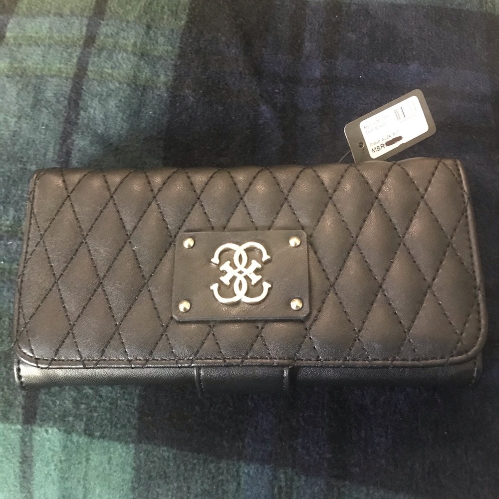 NWT Quilted Black Guess Wallet